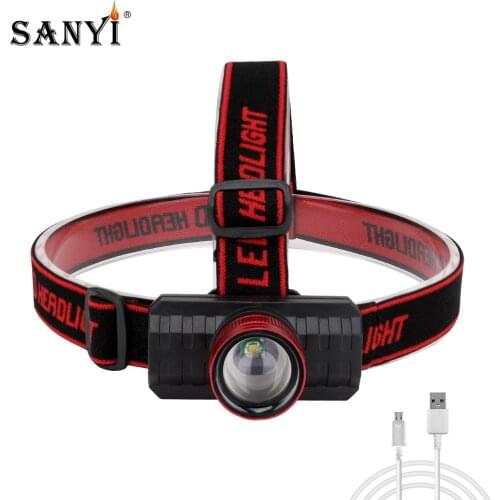 3 Mode XPE LED Headlight Mini White Lamp Zoomable Headlamp USB Rechargeable Head Torch Forehead Flashlight Night Fishing Lantern