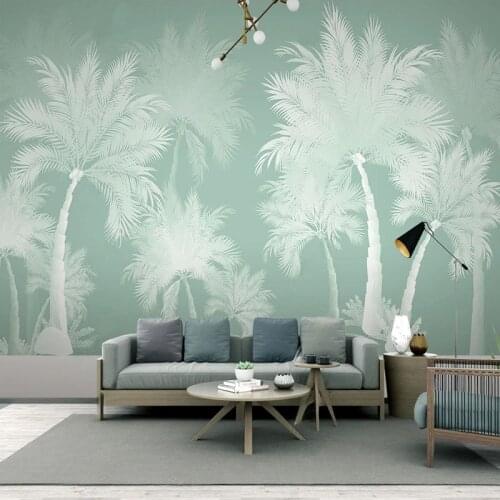 Custom Mural Wallpaper Nordic Abstract Art 3D Tropical Plant Coconut Tree Landscape Wall Painting Living Room Papel De Parede 3D