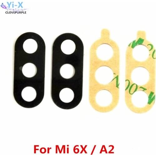 Wholsale price 50pcs/lot Rear Back Camera Glass Lens for Xiaomi 6X A2 MI 6X with Sticker Phone Replacement Parts