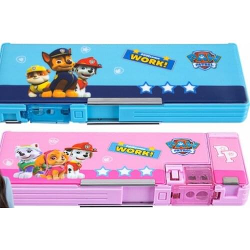 PAW Patrol Cartoon Theme Double Open Stationery Box Children Primary School Students Pencil Case Men and Women Pencil Case
