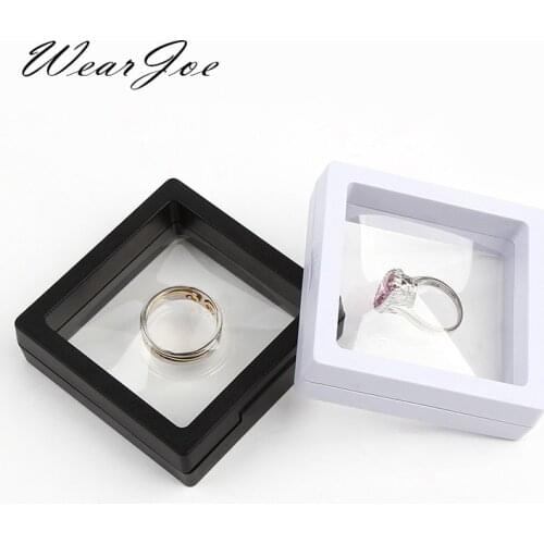 PE Film Brooch Coin Gems Jewelry Storage Box Dustproof Exhibition Decoration Suspended Floating Ring Earrings Display Rack Case