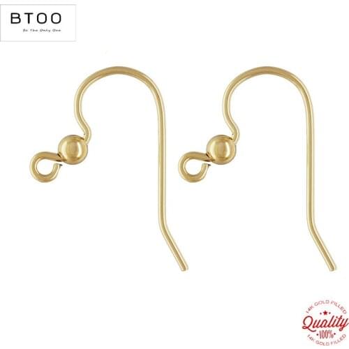 14K Gold Filled Ear Wire w/3.0mm Bead Gold Ear Wire for Jewelry Making Handmde DIY Earrings Accessories Clasps for Jewelry