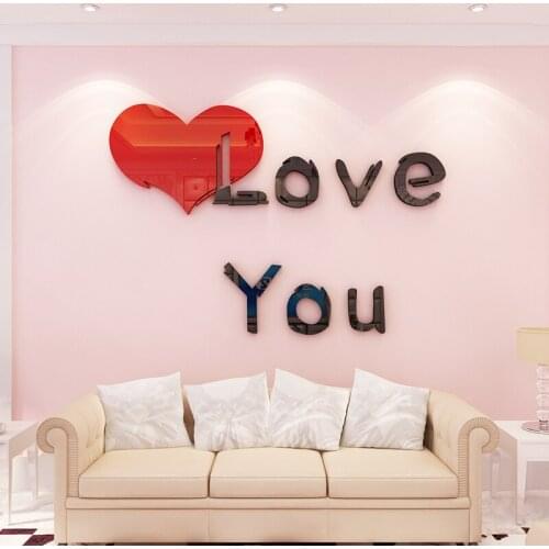 Romantic Love Marriage room decoration Wall Stickers Living Room bedroom bedside Creative DIY Acrylic wall Art 3D Sticker Decal