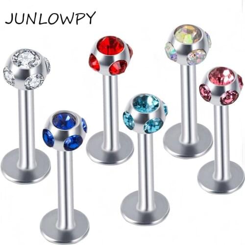 JUNLOWPY Lip Piercing Earrings Studs Surgical Steel Labret Lip Body Jewelry Tragus Cartilage Eyebrow Nose Bar Helix Cartilage