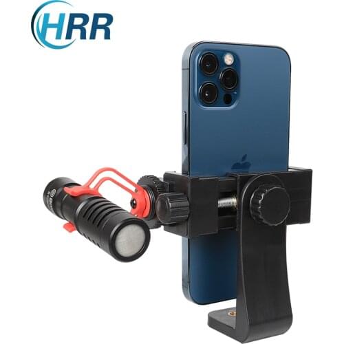 Tripod Phone Mount Smartphone Clip Rotatable Holder Adapter Universal ¼ Iinch Screw for Iphone Samsung Huawei Live Light Mic