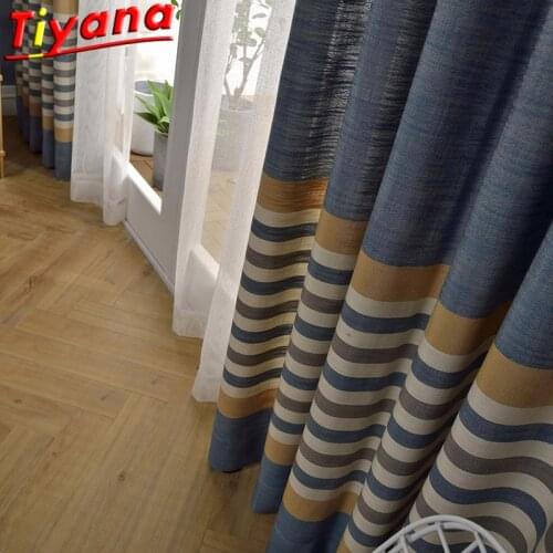 Striped Stitching Chenille Curtain Bedroom Yellow Stripe Blackout Curtains White Stripe Blackout Curtains Living Room WP410#40