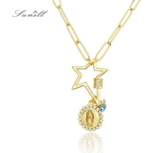 SUNSLL New arrival gold copper neckalce star Combination tag pendant necklace for women fashion party jewelry chain gifts