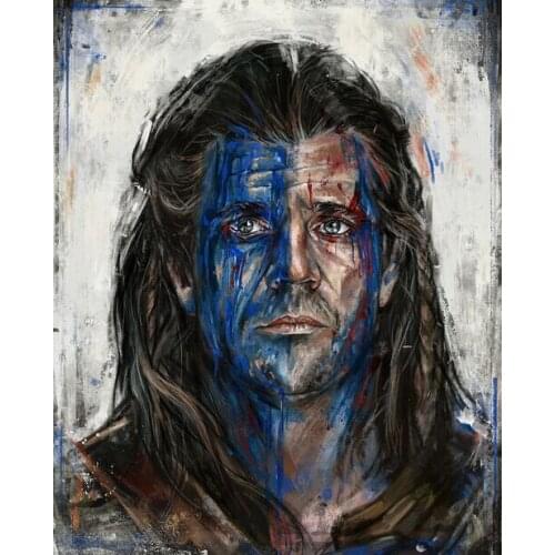 TOP abstract ART oil painting- Braveheart Mel Gibson art oil painting -100% hand painted 24x24 inch-free shipping