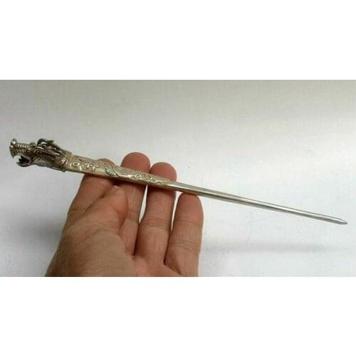 Collection Old Chinese Tibet Silver Hand-made Dragon Hairpin Hair Decoration