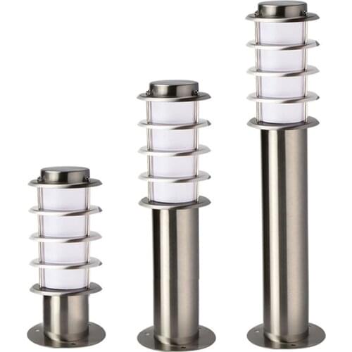 E27 Outdoor Pathway Pillar Light Stainless Steel With PC Lamp Villa Passage Lawn Lamps Shade Door Landscape Fence Bollard Light