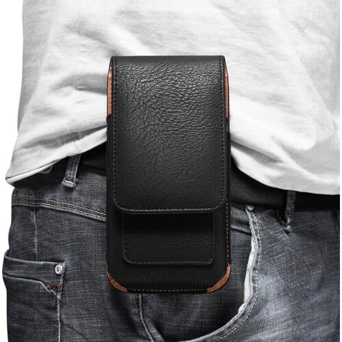 Universal Pouch Leather Phone Case for Motorola Moto E7 Power / Moto G Play 2021 Waist bag Magnetic Belt Clip Holster Cover