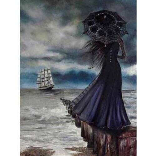 Portrait Woman Printed 11CT Cross-Stitch Patterns Embroidery DMC Threads Knitting Hobby Sewing Craft Package Home Design