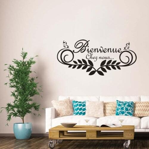 French Bienvenue Chez Nous Vinyl Wall Sticker Mural Decal Wall Art Wallpaper for Living Room Home Decor Poster House Decoration