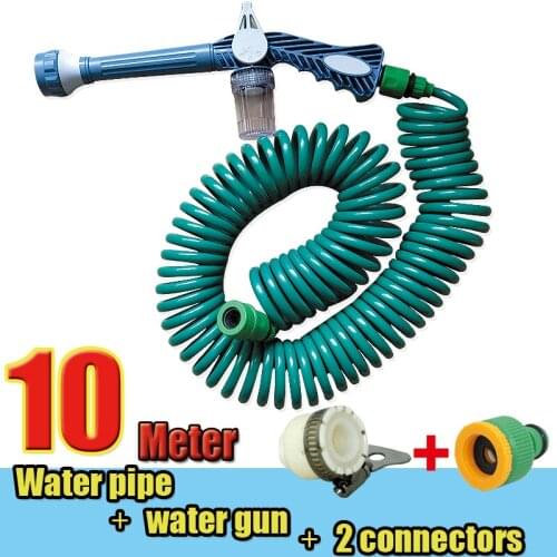 10m Car Spring telescopic hose garden watering flower wash balcony car wash gun With cleaning box