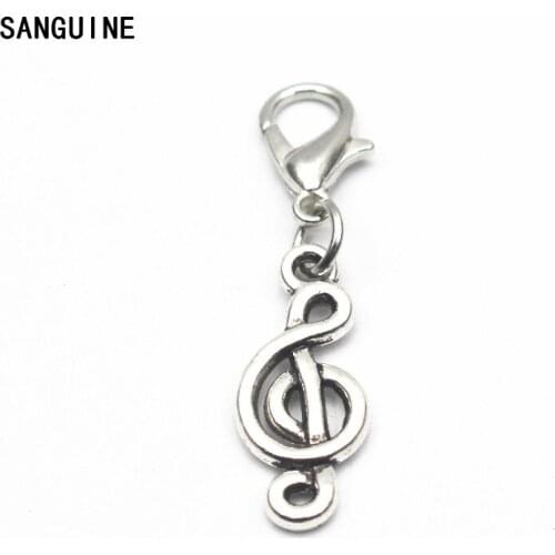 12pcs/lot Alloy musical notation dangle charms lobster clasp hanging charm DIY bracelet&pendant floating charms jewelry