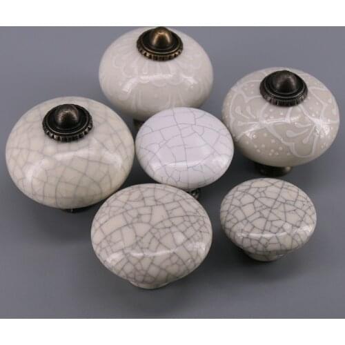 1x Simple round porcelain Ceramic Door Handles and Knobs Children Room solid Drawer handle Door Pulls