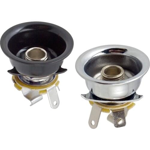 6.35mm 1/4" Jack Plug Socket Output Plate Audio Output Socket for Telecaster Guitar Black+Silver