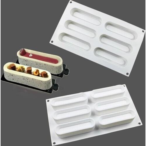 6 oval biscuit mousse cake mold French pastry chocolate silicone mold DIY baking utensils
