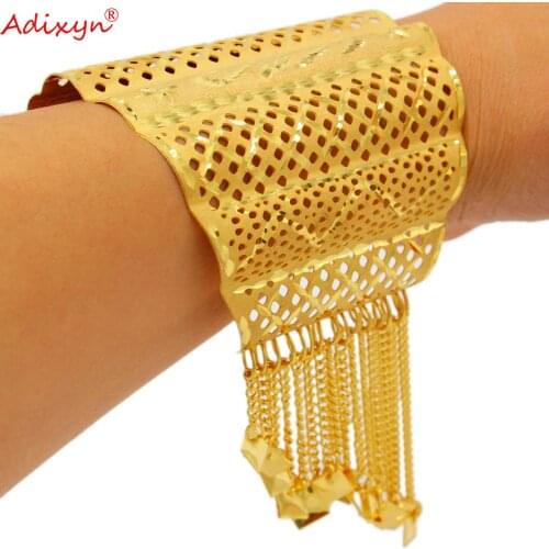 Adixyn 24k Dubai Bangles For Women Gold Color Bracelets Ethiopian/Arab/Middle East Party Gifts N121111