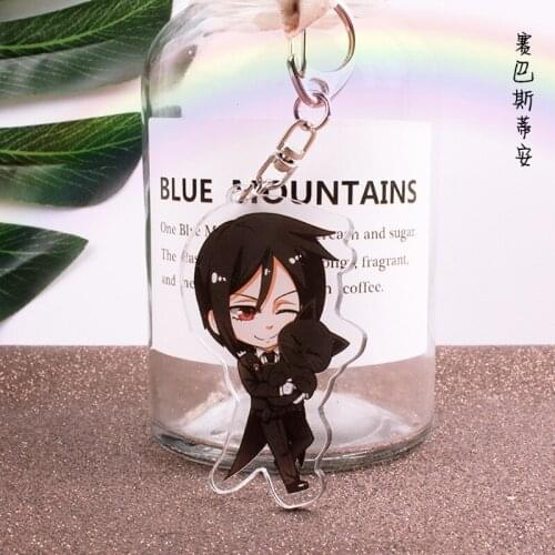 Anime Black Butler keychain Grell Sutcliff Sebastian Ciel Phantomhive Under Taker Grey cute fun cartoon acrylic key ring