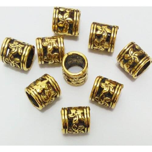 10pcs tube spacer Beads tubing column hollow filigree jewelry finding flower tassel leather necklace bracelet connector handmade