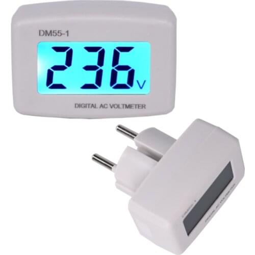 DM55-1 AC 80-300V Voltage Meter Plug Volt Meter LCD Digital display Voltmeter Testers 110v220v EU US Plug Simple to use