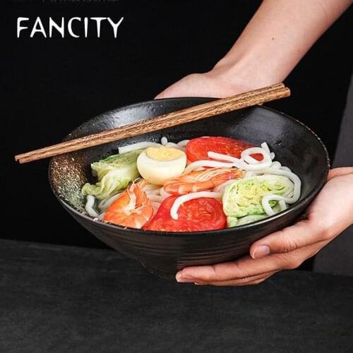FANCITY Japanese Ramen Bowl Large Noodle Bowl Creative Hat Bowl Trumpet Bowl Noodle Bowl Eat Instant Noodle Bowl Ceramic Tablew