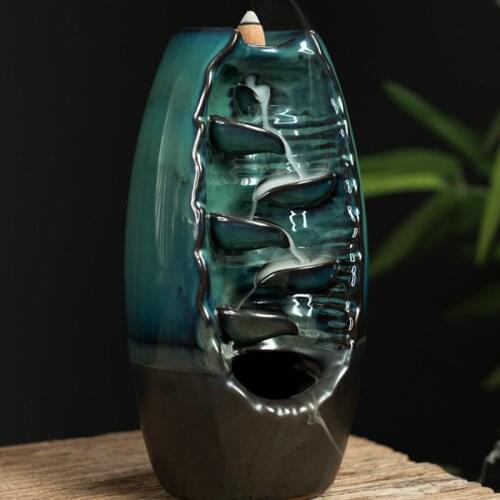 Backflow Incense Burner Waterfall Ceramic Smoke Wax Melt Burner Insense Holder Cascada Incienso Quemador Gothic Decor AC50IB