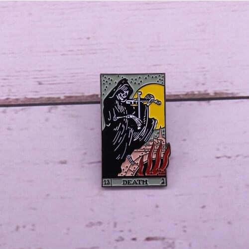 Grim Reaper tarot pin Gothic divination art accessory