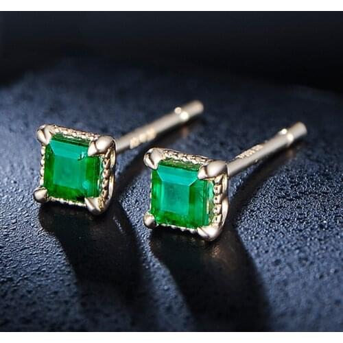 Emarald 14K Yellow Gold Jewelry Stud Earrings for Women Round Simple Crown Jade Earrings Fine Valentine Gold Jewelry for Women
