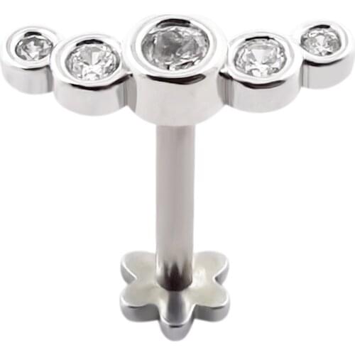 JHJT 1PC 6/8mm Labret Lip Studs CZ Stone Ear Cartilage Tragus Helix Earrings Lip Ring Piercing Body Jewelry 16G Wholesale