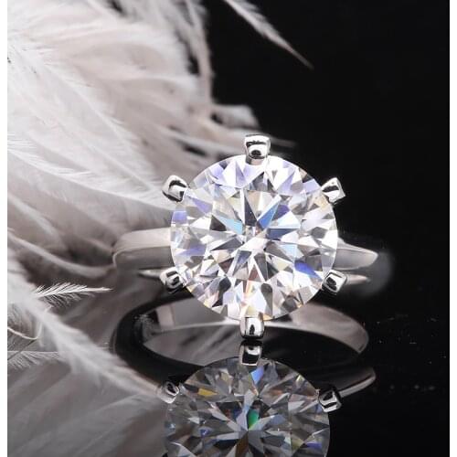 5.0ct D color VVS1 Heart and Arrow Cut Round Moissanite Engagement Ring