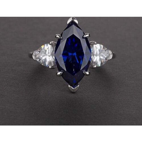 S925 Sterling Silver Ring Marquise 8*14 Mainstone 6 Karat Bride Wedding Luxury Jewelry