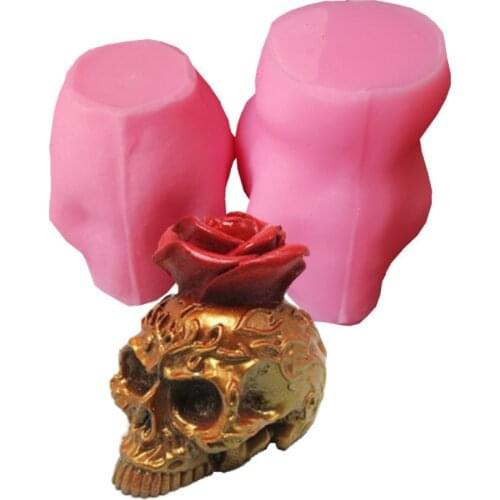 3D Rose Lace Skull Silicone Candle Mold for Handmade Desktop Decoration Gypsum Epoxy Resin Aromatherapy Candle Silicone Mould