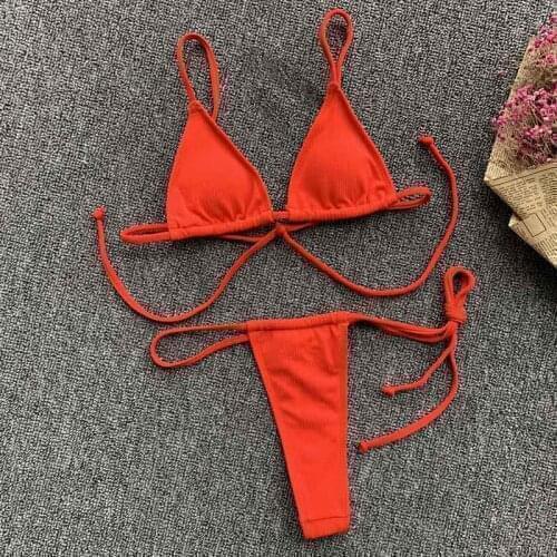 Sexy Soild Mciro Bikini Set Women Push Up Swimwea New Female String Swimsuit Thong Bather Bathing Suit Swim