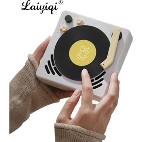 Laiyiqi Phonograph mini Retro Design Bluetooth speaker Jukebox Alarm Clock sleep timer turntable Suspenable caixa de som bocinas