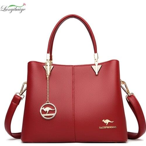 LanYiBaiGe Leisure Tote Bag Luxury Brand Ladies Shoulder Bag PU Leather Retro Girl Messenger Bag 2021 New Large-Capacity Handbag