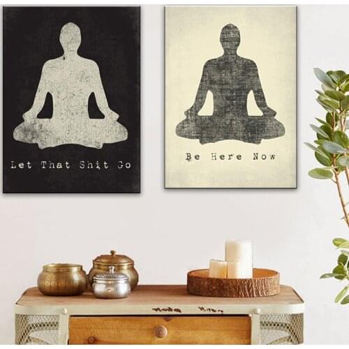 Let That Shit Go, Mindfulness Meditation Poster Print Canvas Wall Art for Living Room Bedroom home decor framed