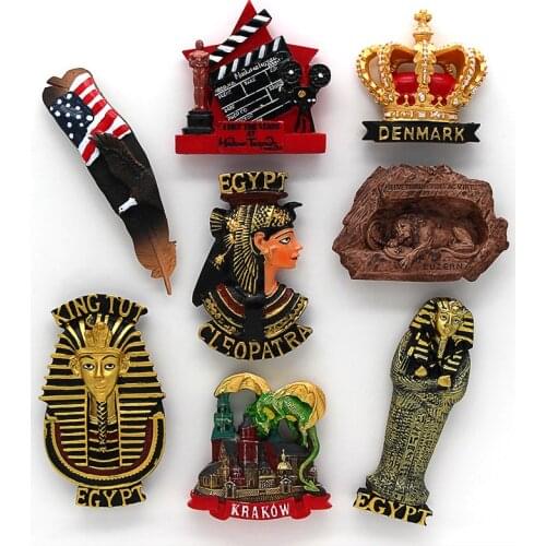 Oscar magnetic refrigerator 3d fridge magnet Hollywood USA Finnish crown Egyptian pharaoh lucerne lion tourism souvenir magnetic