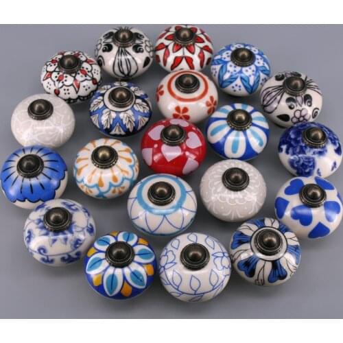 1PC Hand painted Funiture Kitchen Decor Ceramic Drawer Cabinet Cupboard Wardrobe Door Handle Knobs