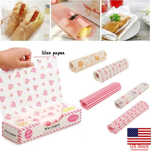 50Pcs Hamburger Bread Wax Paper Multifunction Disposable Food Wrapping Greaseproof Paper Soap Packaging Paper Portable Oil Paper