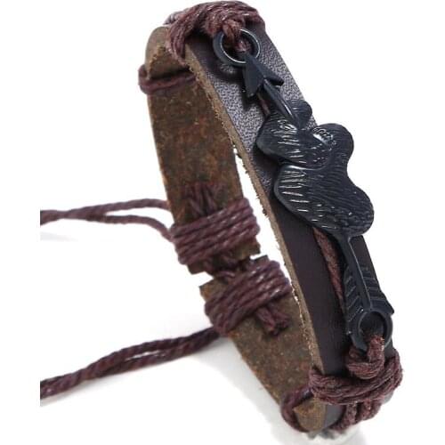 Fashion Vintage Casual Heart Leather Bracelet Women Men Arrow Charm Rope Bangle Wrap All Match Wristbands Retro Handmade Jewelry