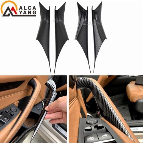 Set/4 pcs Interior Door Panel Handle Inner Pull Protective Cover Trim For BMW NEW 5-series G30 G38 2018 2019 LHD RHD Car Styling