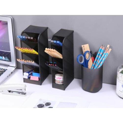 Inclined Pen Holder plastic Storage Box Transparent Multi-grid Pen Holder Storage Creative Makeup Pen Holder Desktop Children