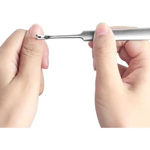 Stainless Steel Nail Cuticle Layer Push Tweezers Nail File UV Gel Polishing To Remove Dead Skin Manicure Care Groove Cleaning