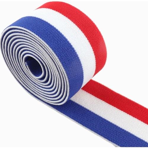 Nylon soft elastic webbing by the yard red white blue striped 1.5“ elastic ribbon strap elastic band Waistband Sewing Garment