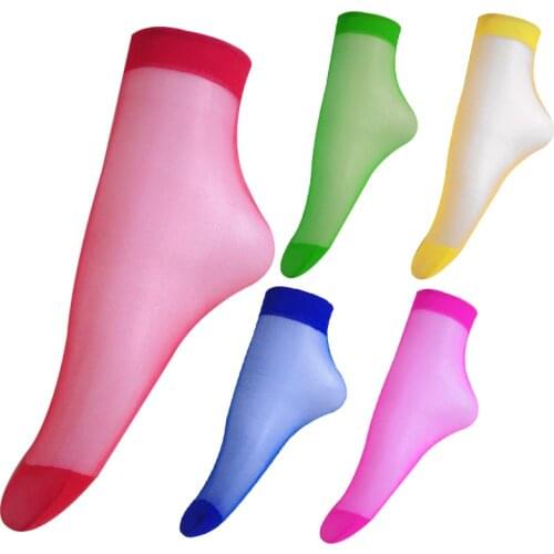 Neon Transparent Socks Women Cute Candy Color Silk Socks For Women Summer Fashion Elasticity Breathable Thin Short Ankle Sock