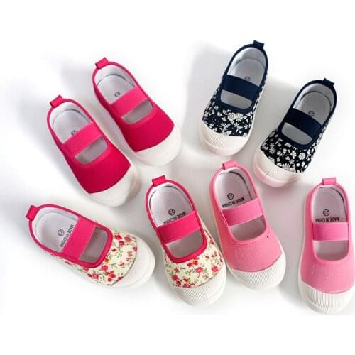 Baby girl kids slip-on canvas shoes for toddler childrens floral print princess casual school sneakers new spring autumn shoe