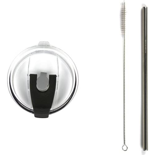 Plastic Coffee Mug Lid Stainless steel straw Brush Cup Lids For 20OZ 30OZ Thermos Tumbler Cups Cover Bottle Lids Garrafa Termica