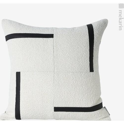 Homestay living room pillow black and white plush stitching pillow home bedroom sofa cushion car cushion pillowcase